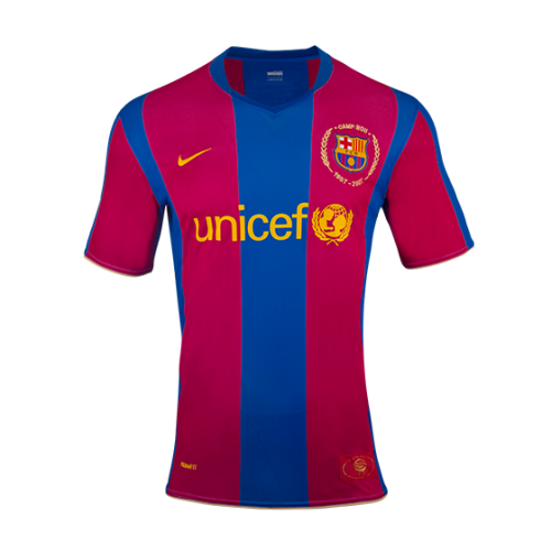 07-08 Barcelona Retro Home 50-Yeas Anniversary Soccer Jersey Shirt